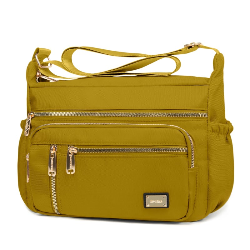 NPBAG Crossbody Bag for Women, Nylon Shoulder Purse Handbag Messenger Bag, Trendy Pocketbooks, Waterproof and Multi-Pockets (Yellow) - Image 1