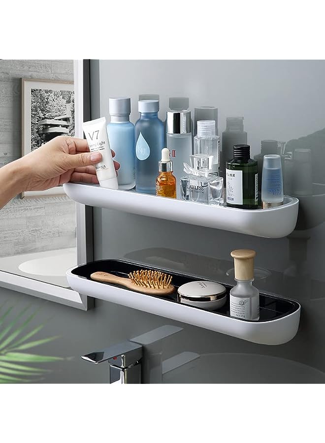 Bathroom Organizer Shelf for Kitchen Toilet, Adhesive Shower Organizer Wall Mounted Bathroom Shampoo Holder Organizer (Grey)  - Image 2