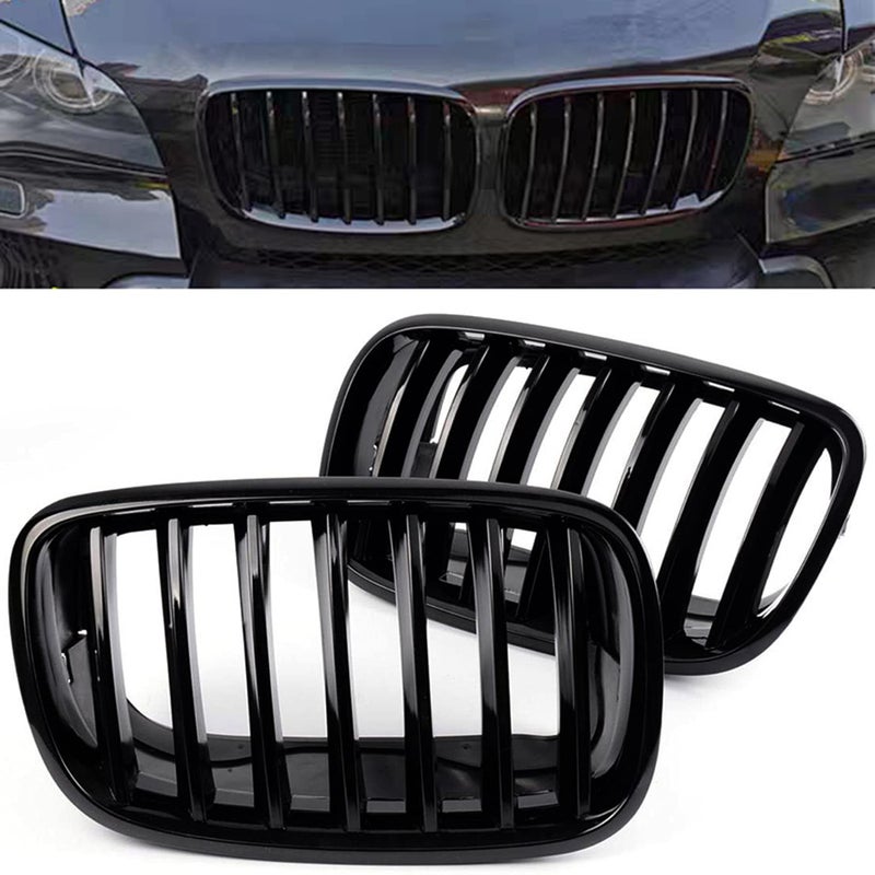 BILLDIO Front Grille For 20072014 BMW X5 E70 X6 E71ABS Gloss Black Kidney Grill