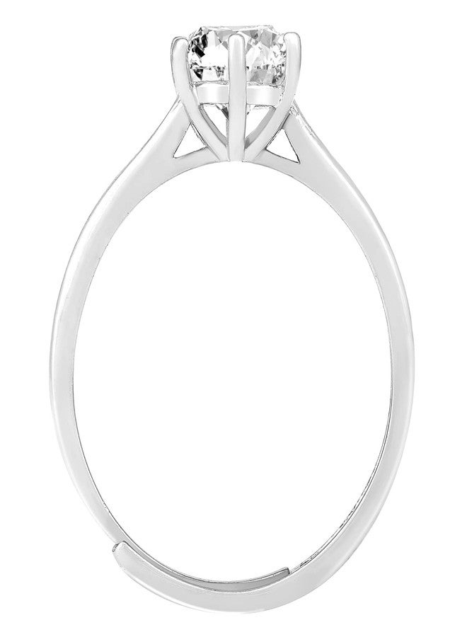 Peora Cubic Zirconia Studded Silver Plated Solitaire Adjustable Finger Ring Fashion Stylish Jewellery Gift for Girls & Women - Image 4