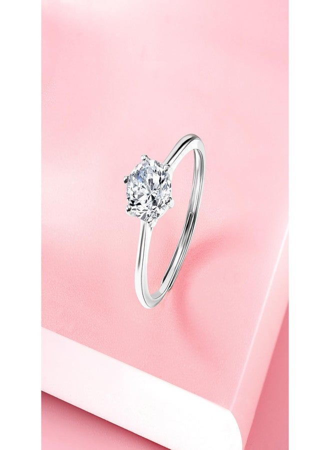 Peora Cubic Zirconia Studded Silver Plated Solitaire Adjustable Finger Ring Fashion Stylish Jewellery Gift for Girls & Women - Image 2