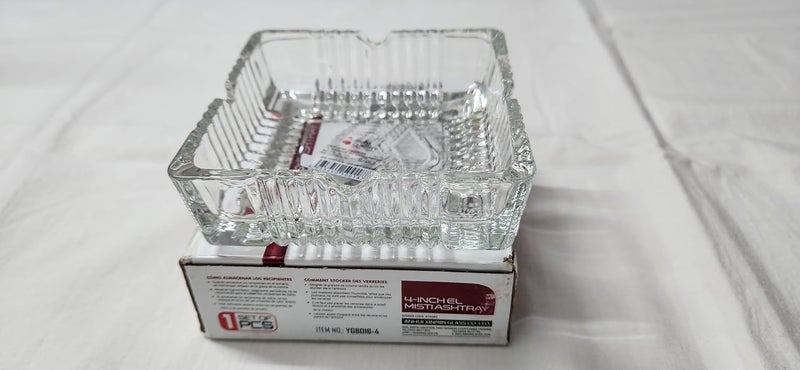 منفضة سجائر كريستال مisti زجاجية مربعة الجودة للطاولة المستديرة للمنزل والمكتب والديكور الداخلي والخارجي - Image 1