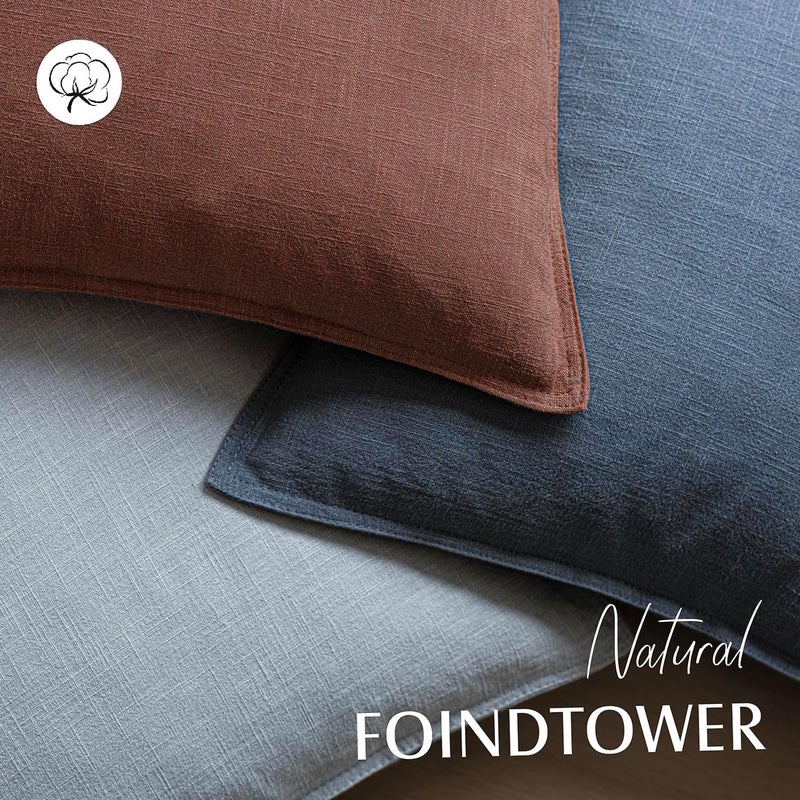 Foindtower Pack of 2, Decorative Linen Soild Throw Pillow Covers Soft Accent Euro Cushion Case Boho Farmhouse Pillowcase for Chair Couch Sofa Bedroom Living Room Home Decor 18 x 18 Inch Rust Red - Image 3