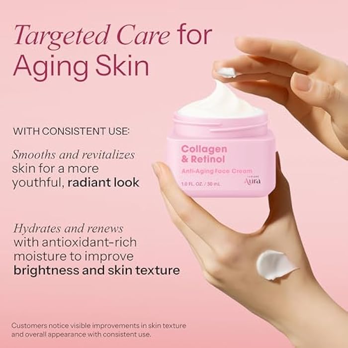 Radiant Aura Collagen & Retinol Face Cream - Dermatologist Tested Korean Anti-Aging Moisturizer for Smoothing & Firming - Premium Formula for Wrinkle Care & Skin Rejuvenation - 1.67 fl oz - Image 3