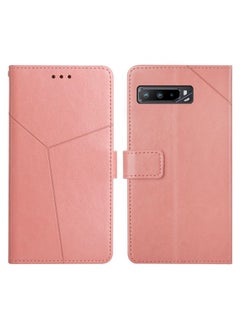 HuHa Case Cover For Asus ROG Phone 3 Y Stitching Horizontal Flip Leather Phone Case Rose Gold 