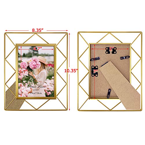 SPEPLA 5x7 Metal Picture Frames for Tabletop or Wall Mounting Display, 2 Pack 7 x 5 Photo Frame - Image 2