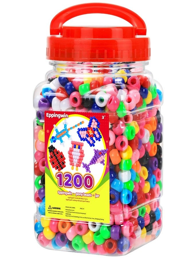 Eppingwin 1200pcs Pony Beads for Bracelets, Classic Colors Kandi Beads for Hair Braids, Easy Storage Pony Bead for Jewelry Making - Image 1