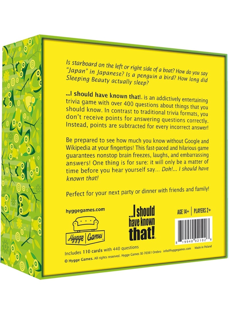 MAGIC VAULT - I Should Have Known That! Trivia Game Green Board Game Party Game - Image 1
