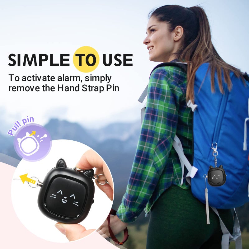 VIGOROAD Safe Sound Personal Alarm, 130 dB Loud Siren Song Emergency Security Alarm Keychain with LED Light, Personal Sound Safety Siren for Women, Men, Children, Elderly(Black) - Image 5