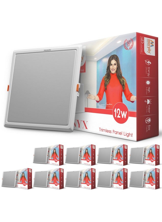 Murphy Trimless Square LED Panel Light - 12W Cool White | Glare-Free, Recessed Ceiling Downlight for Home & Commercial - Pack of 10 - Image 1