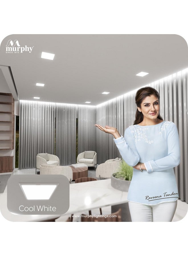 Murphy Trimless Square LED Panel Light - 12W Cool White | Glare-Free, Recessed Ceiling Downlight for Home & Commercial - Pack of 10 - Image 5