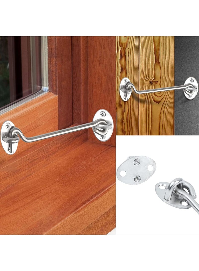 Cobest Hook Eye Latch Door Lockm, 2 Pcs 3 Inch Silver Hooks Stainless Steel Heavy Duty Gate Latch with Mounting Screws, Upgrade Heavy Stainless Steel Gate Latch, for Cabinet Closet Door - Image 2