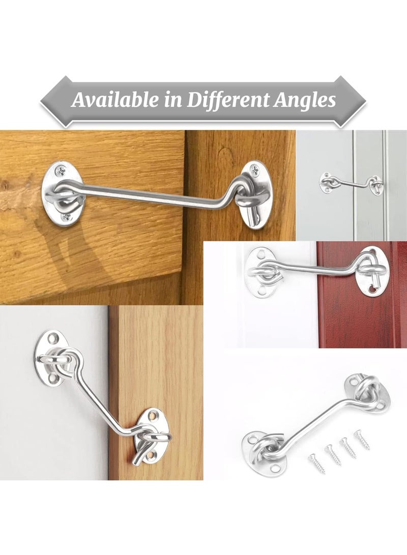 Cobest Hook Eye Latch Door Lockm, 2 Pcs 3 Inch Silver Hooks Stainless Steel Heavy Duty Gate Latch with Mounting Screws, Upgrade Heavy Stainless Steel Gate Latch, for Cabinet Closet Door - Image 4