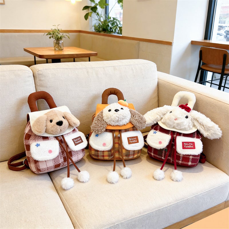 Japanese Cartoon Plush Dog Backpack, Fashionable and Cute for Girls - Image 3