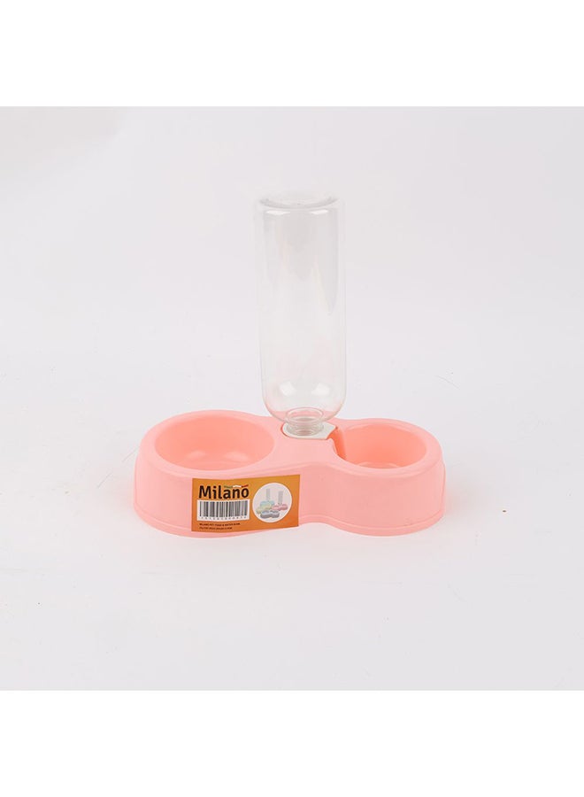 Milano Pet Food & Water Bowl Set for Dogs & Cats – Non-Slip Double Bowl Feeder with Elevated Stand, Durable BPA-Free Plastic, Easy to Clean for Home & Travel Use L23.5XW4.6XH13.5Cm - Image 1