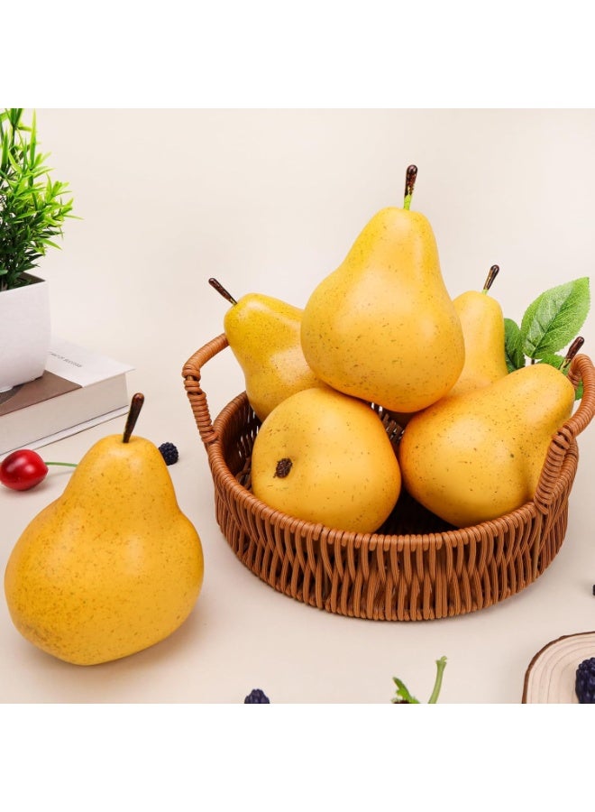 6pcs Realistic Artificial Yellow Pears for Home Kitchen Decor & Photo Props - Image 4
