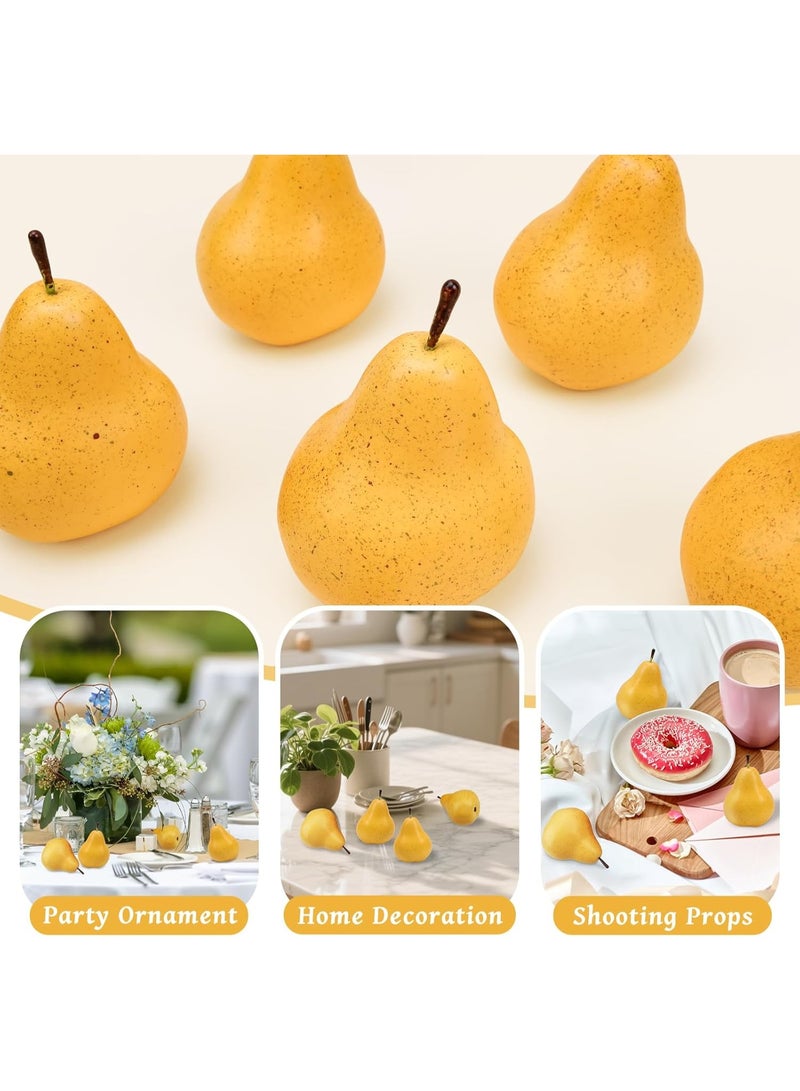 6pcs Realistic Artificial Yellow Pears for Home Kitchen Decor & Photo Props - Image 3