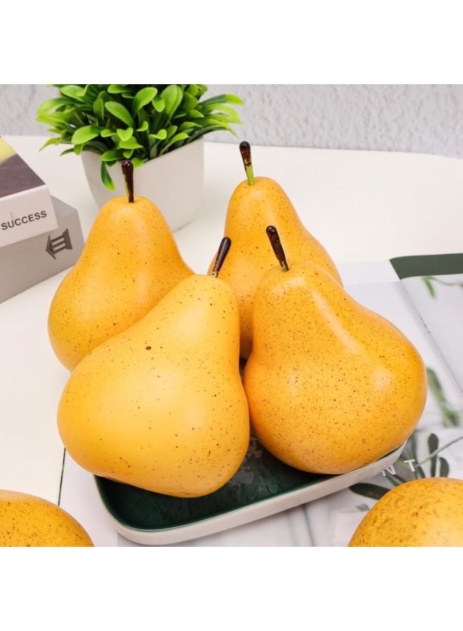 6pcs Realistic Artificial Yellow Pears for Home Kitchen Decor & Photo Props - Image 1