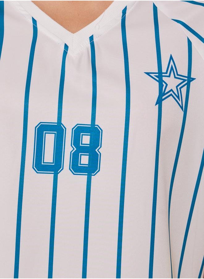 Take Two Striped Graphic Printed Detail Oversize T-Shirt  - Image 3
