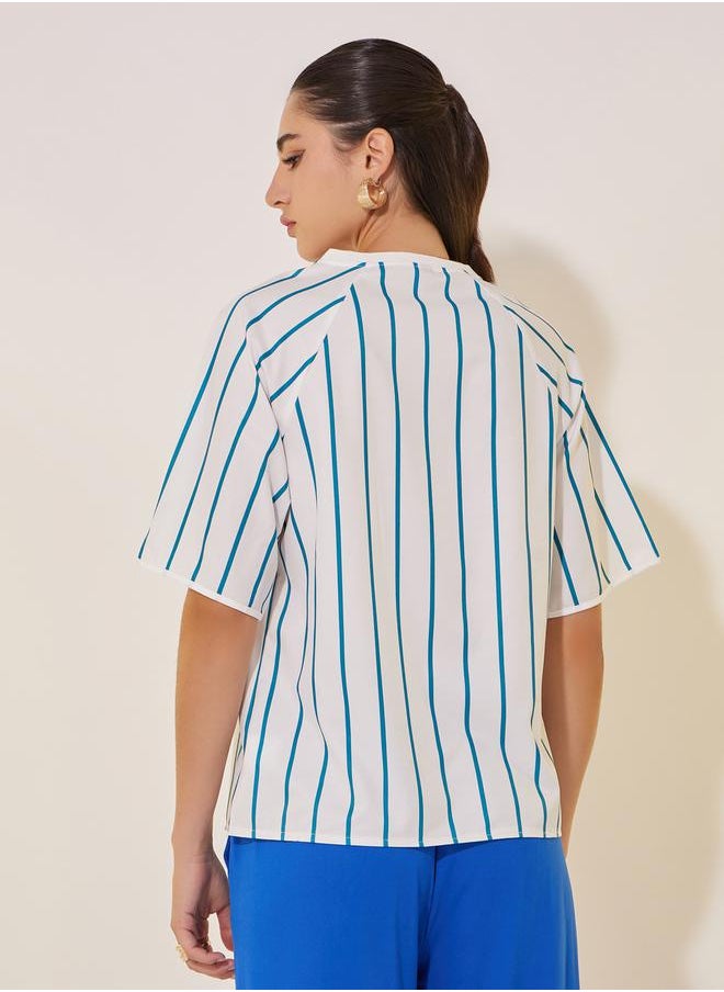 Take Two Striped Graphic Printed Detail Oversize T-Shirt  - Image 4