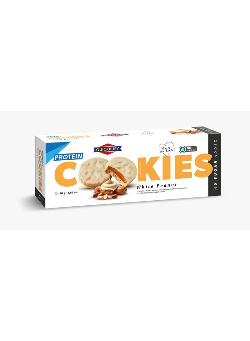 Quickbury Protein Cookies with White Chocolate and Peanuts 128g - Image 1