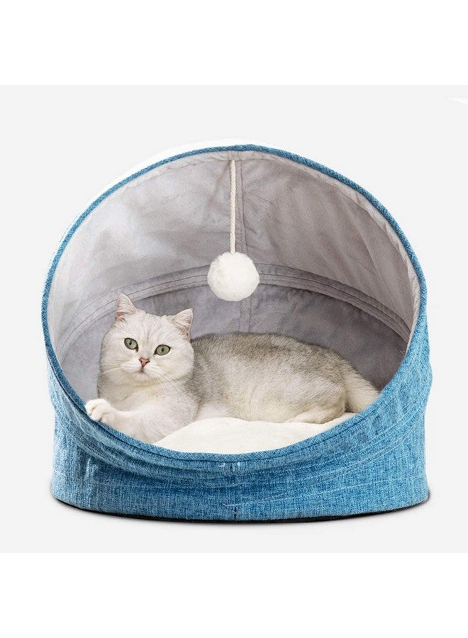 Emily Pets Cat Bed Pet Bed Folding Cat Bed Four Seasons Universal Small Pet Bed Removable And Washable Semi-Closed Cat House(Color Blue, Size 45.40Cm) - Image 4