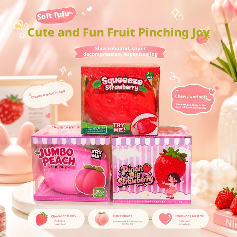 Large Cute Fruit Squishy Toy Super Soft Stress Relief - Image 2