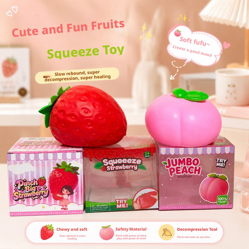 Large Cute Fruit Squishy Toy Super Soft Stress Relief - Image 1