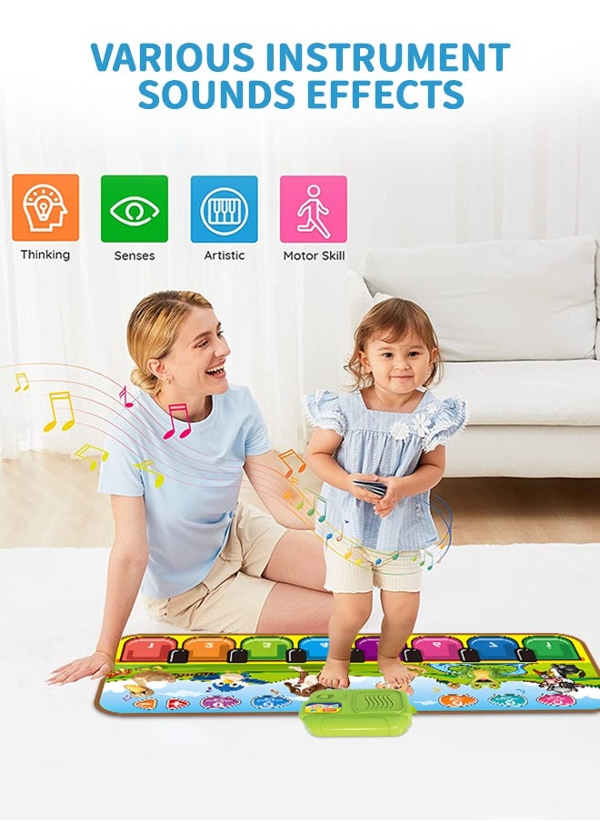 GROIC Kids Musical Mats with Music Sounds with 8 Keys Musical Toys Toddler Music Piano Keyboard Dance Mat Carpet Touch Playmat Birthday Gift Toys for Baby Girls Boys  - Image 4