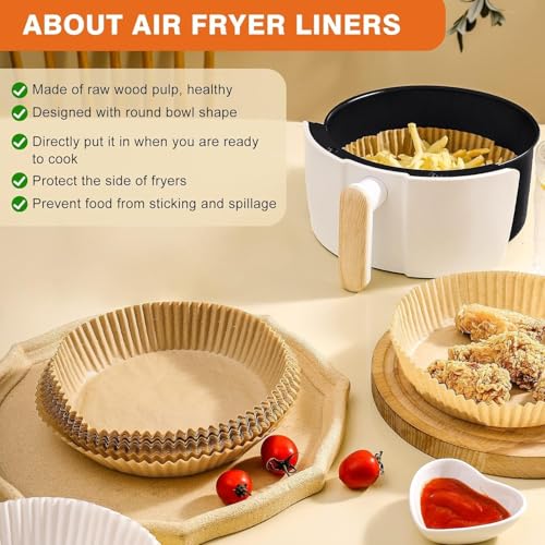 Marve 100Pcs Air Fryer Paper Liners,Parchment Paper, Air Fryer Disposable Paper Liner for Microwave, Non-Stick Air Fryer Liners Square Free of Bleach (100) - Image 5