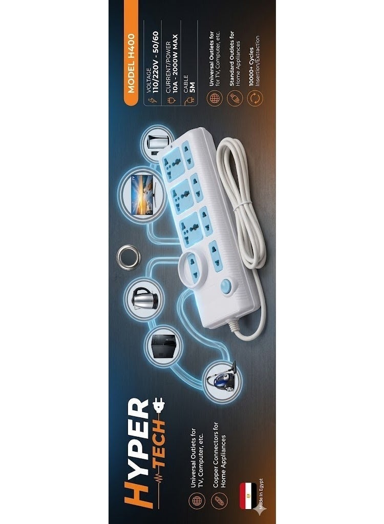 HYPERTECH Hyper Tech H400 Power Strip 5M – 2500W – Universal Sockets - Image 2