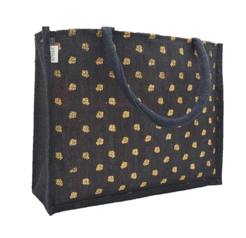 JUTEKA Printed Grocery, Shopping, Tote, Multipurpose Jute Bag - Image 1