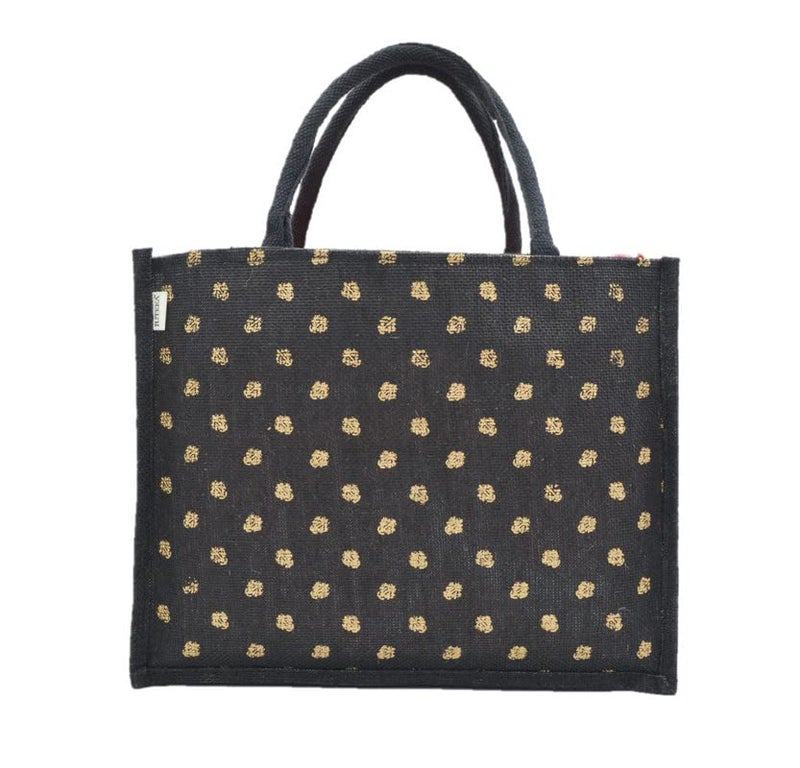 JUTEKA Printed Grocery, Shopping, Tote, Multipurpose Jute Bag - Image 2