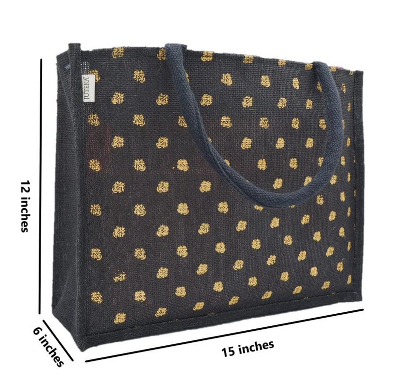 JUTEKA Printed Grocery, Shopping, Tote, Multipurpose Jute Bag - Image 5