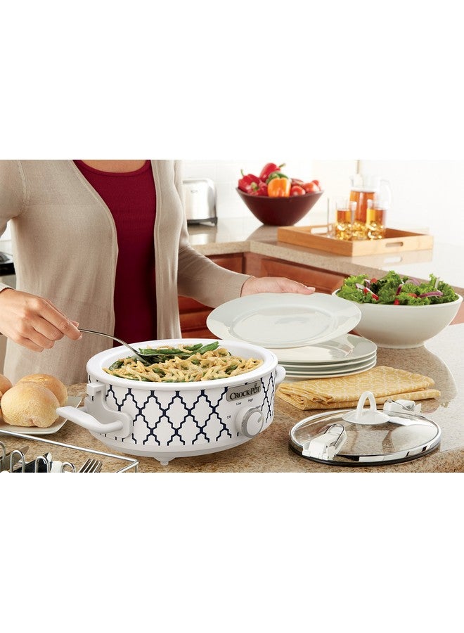 Crock-Pot طباخ بطيء كروك-بوت صغير سعة 2.5 لتر في اللون الأبيض/الأزرق، استمتع بوجبات سريعة لافتة للنظر، متين ومضغوط - Image 2