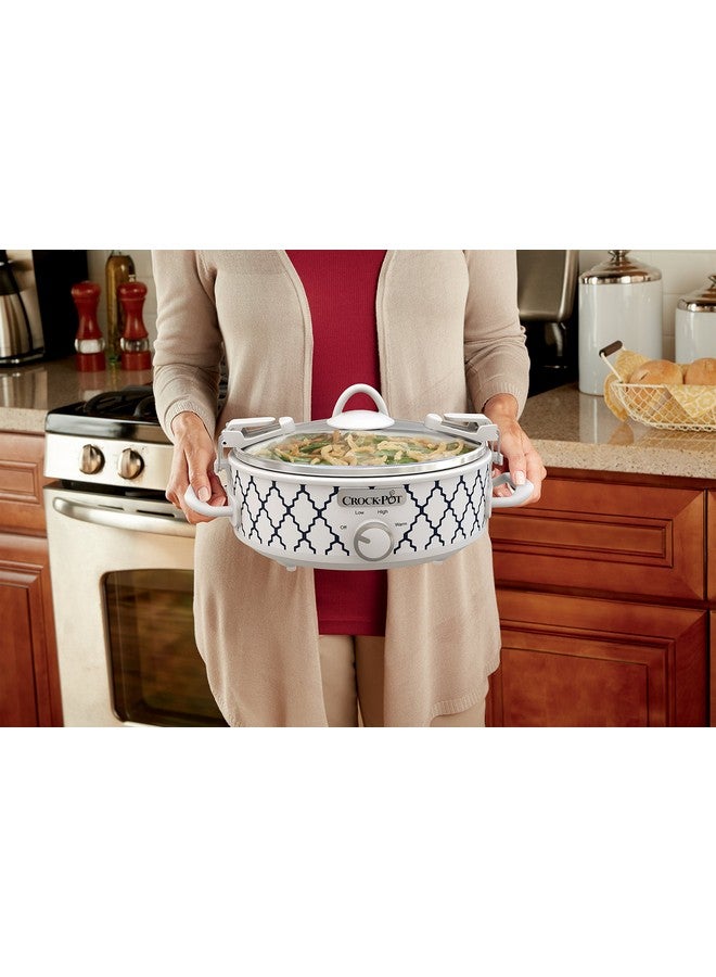 Crock-Pot طباخ بطيء كروك-بوت صغير سعة 2.5 لتر في اللون الأبيض/الأزرق، استمتع بوجبات سريعة لافتة للنظر، متين ومضغوط - Image 3