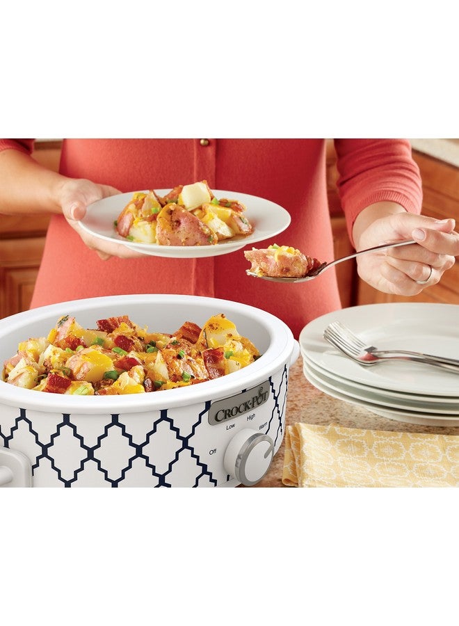 Crock-Pot طباخ بطيء كروك-بوت صغير سعة 2.5 لتر في اللون الأبيض/الأزرق، استمتع بوجبات سريعة لافتة للنظر، متين ومضغوط - Image 4