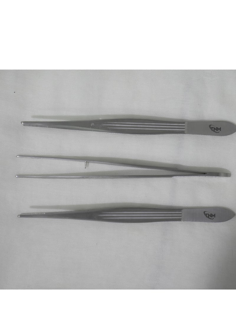 TNM McIndoe Dissecting Forceps Set of 3 Fine Serrated 6"