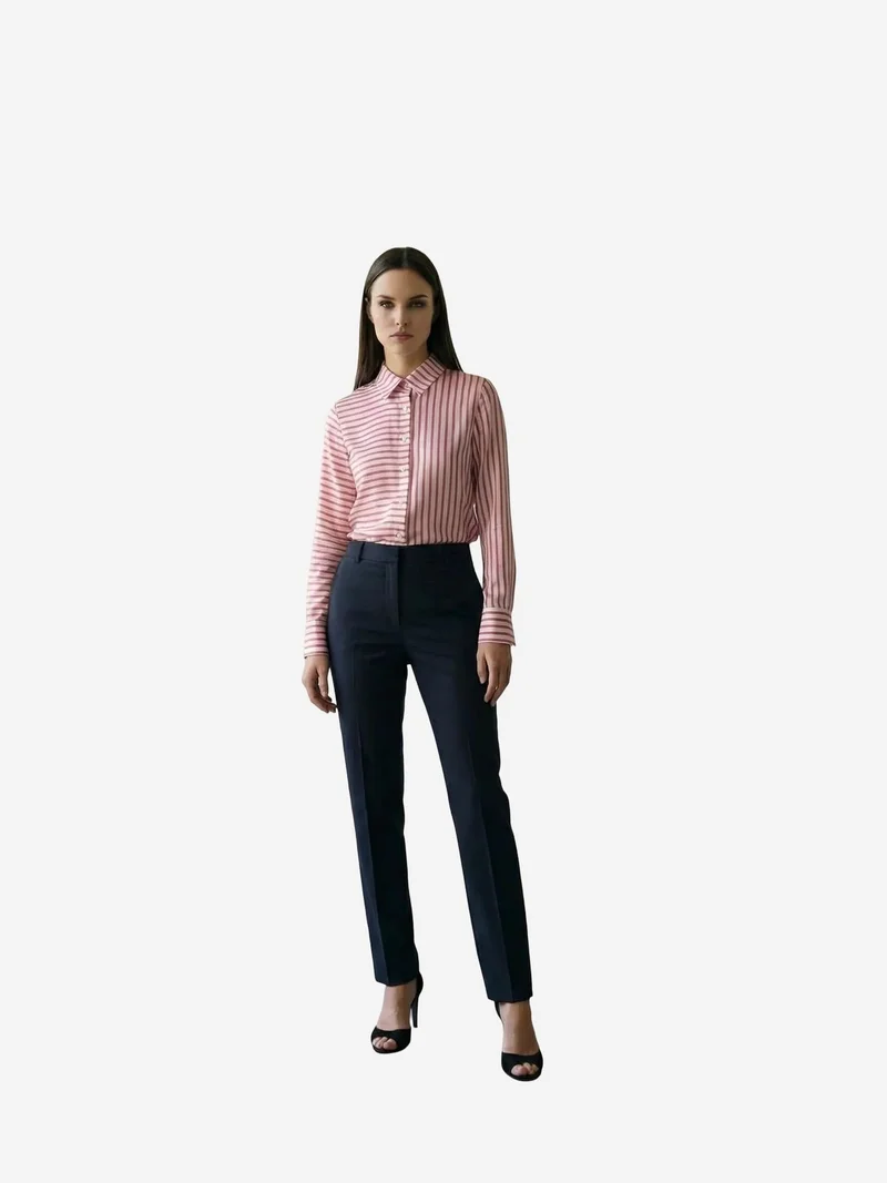 My Fashion Magenta Pink MY FASHION Striped Long-Sleeve Button-Front Shirt for Women | Best Price UAE