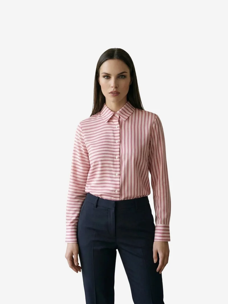 MY FASHION MY FASHION Striped Long-Sleeve Button-Front Shirt