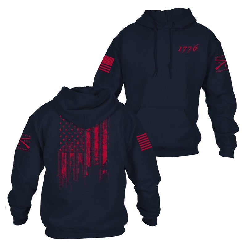 Grunt Style 1776 Flag Hoodie - (Navy, 2X-Large) - Image 1