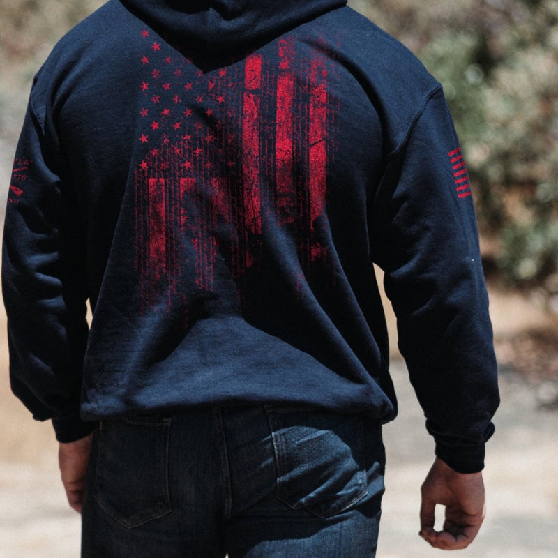 Grunt Style 1776 Flag Hoodie - (Navy, 2X-Large) - Image 2