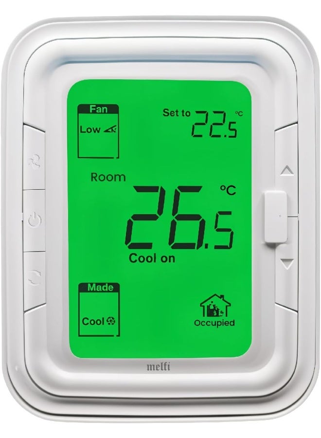 melfi Melfi Home Digital Air Condition Manual Fcu Ac Thermostats With R Sense, 2 Pipe Heat/Cool Manual Or Auto 3-Speed Fan Control  - Image 1