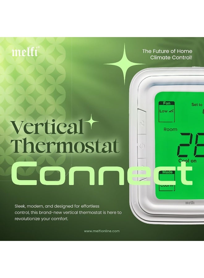 melfi Melfi Home Digital Air Condition Manual Fcu Ac Thermostats With R Sense, 2 Pipe Heat/Cool Manual Or Auto 3-Speed Fan Control  - Image 3