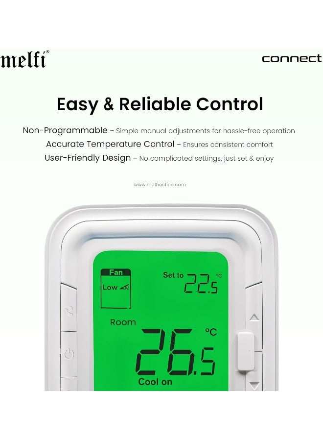 melfi Melfi Home Digital Air Condition Manual Fcu Ac Thermostats With R Sense, 2 Pipe Heat/Cool Manual Or Auto 3-Speed Fan Control  - Image 4