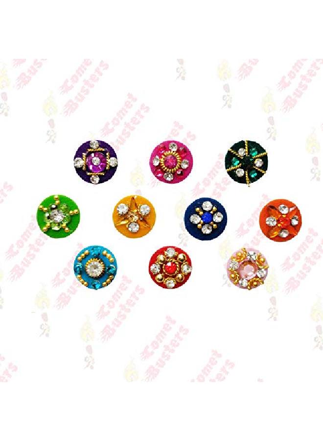 Comet Busters Round Multicolor Bindi With Stone Work For Women (9 Mm) (Bin186) - Image 5