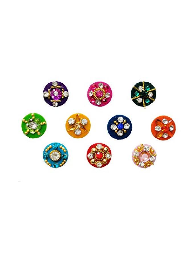 Comet Busters Round Multicolor Bindi With Stone Work For Women (9 Mm) (Bin186) - Image 2