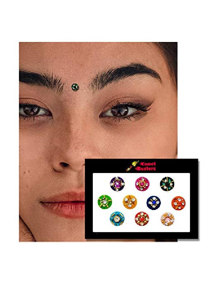Comet Busters Round Multicolor Bindi With Stone Work For Women (9 Mm) (Bin186) - Image 4