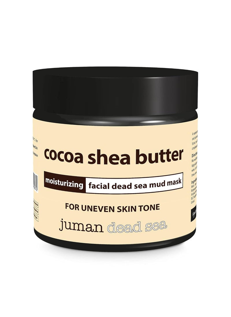 reveal naturals All Natural  Authentic COCOA SHEA BUTTER Moisturizing Facial MUD MASK with Dead Sea Salt Minerals  For Uneven Skin Tones  Paraben Free  Not Tested on Animals  All Skin Types  Infused with Chamomile Vitamin B5  E 705 oz 