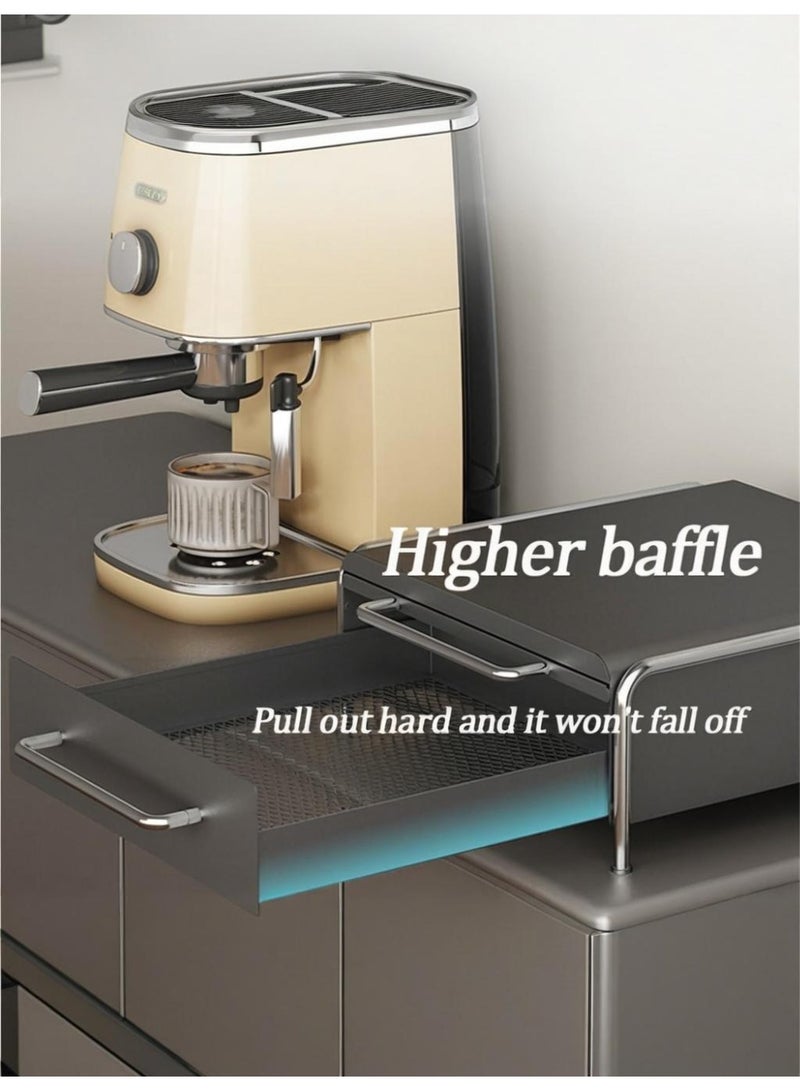 والالا حامل كبسولات قهوة قابل للتمدد مع منصة تخزين - مع سطح عمل، ودرج لأكياس الشاي، والشراب - منظم سطح الطاولة الموفر للمساحة (أسود) - Image 5